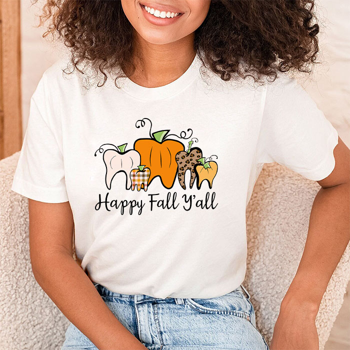 Happy-Fall-Yall-Pumpkin-Tooth-Leopard-Halloween-Dentist-Fall-T-Shirt-1