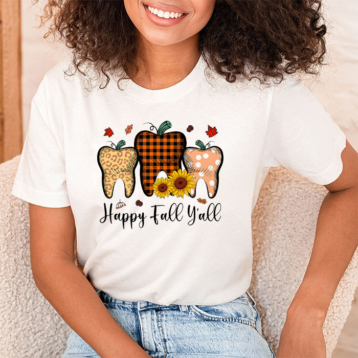 Happy-Fall-Yall-Pumpkin-Tooth-Leopard-Halloween-Dentist-Fall-T-Shirt-1