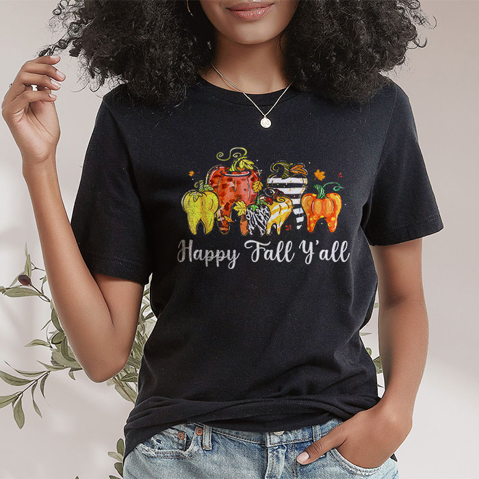 Happy-Fall-Yall-Pumpkin-Tooth-Leopard-Halloween-Dentist-Fall-T-Shirt-1