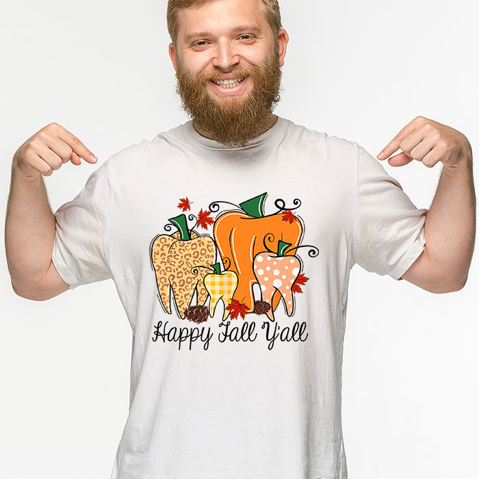 Happy-Fall-Yall-Pumpkin-Tooth-Leopard-Halloween-Dentist-Fall-T-Shirt-2
