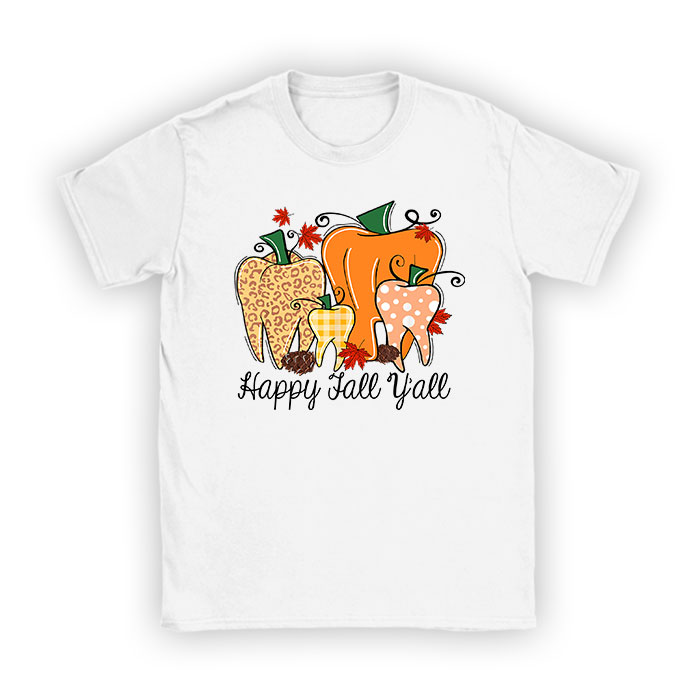 Happy-Fall-Yall-Pumpkin-Tooth-Leopard-Halloween-Dentist-Fall-T-Shirt Happy Fall Y'all Pumpkin Tooth Leopard Halloween Dentist Fall T-Shirt