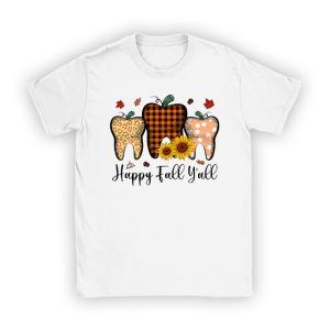 Happy Fall Y'all Pumpkin Tooth Leopard Halloween Dentist Fall T-Shirt