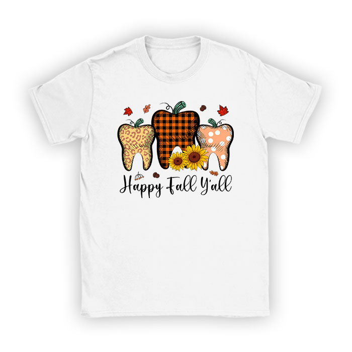 Happy-Fall-Yall-Pumpkin-Tooth-Leopard-Halloween-Dentist-Fall-T-Shirt Happy Fall Y'all Pumpkin Tooth Leopard Halloween Dentist Fall T-Shirt