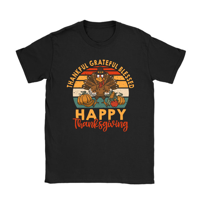 Thankful-Grateful-Blessed-Thanksgiving-Turkey-Women-Girls-T-Shirt Thankful Grateful Blessed Thanksgiving Turkey Women Girls T-Shirt