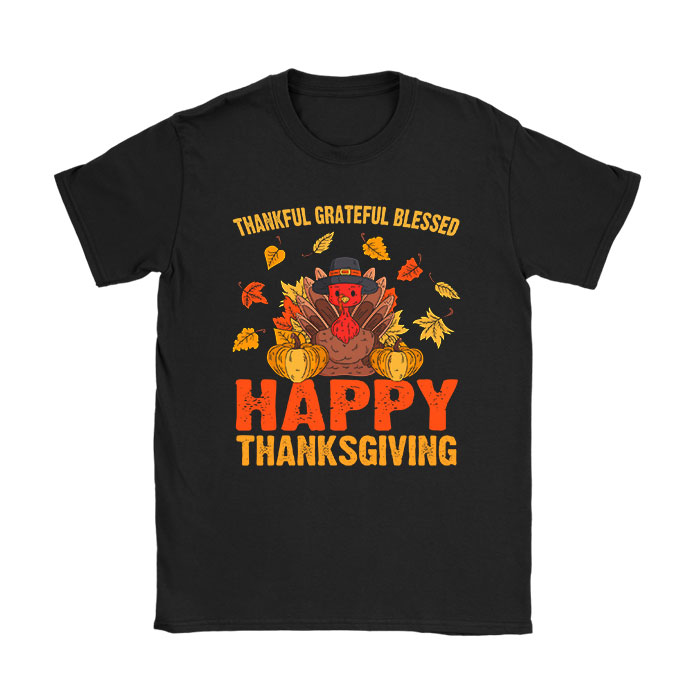 Thankful-Grateful-Blessed-Thanksgiving-Turkey-Women-Girls-T-Shirt Thankful Grateful Blessed Thanksgiving Turkey Women Girls T-Shirt