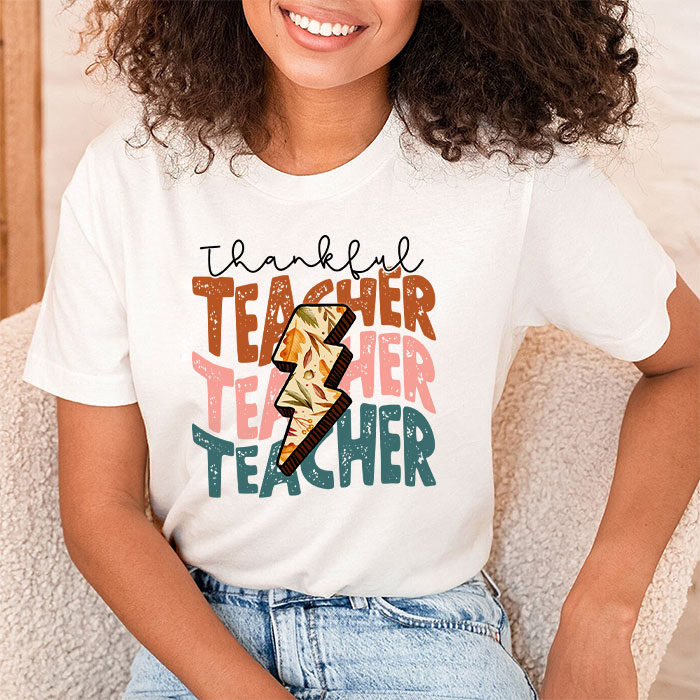 Thankful-Teacher-Retro-Groovy-Thanksgiving-Fall-Women-Men-T-Shirt-1